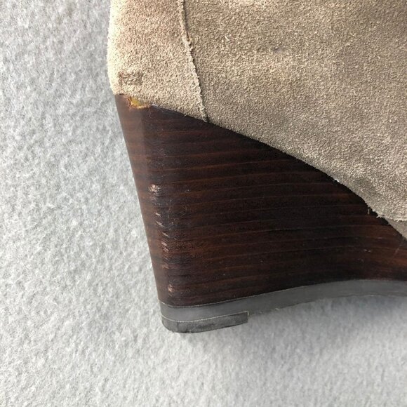 Franco Sarto Womens Sz7 Taupe Beige Suede Lace Up Wedge Ankle Boots, Weston - Picture 8 of 12